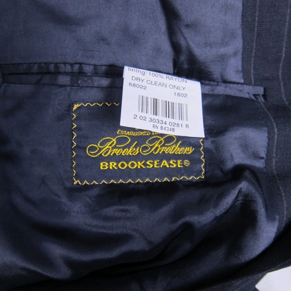Brooks Brothers Suit Mens 43L Navy BrooksEase Wool 2 Button Two Piece Set Stripe - Picture 11 of 16